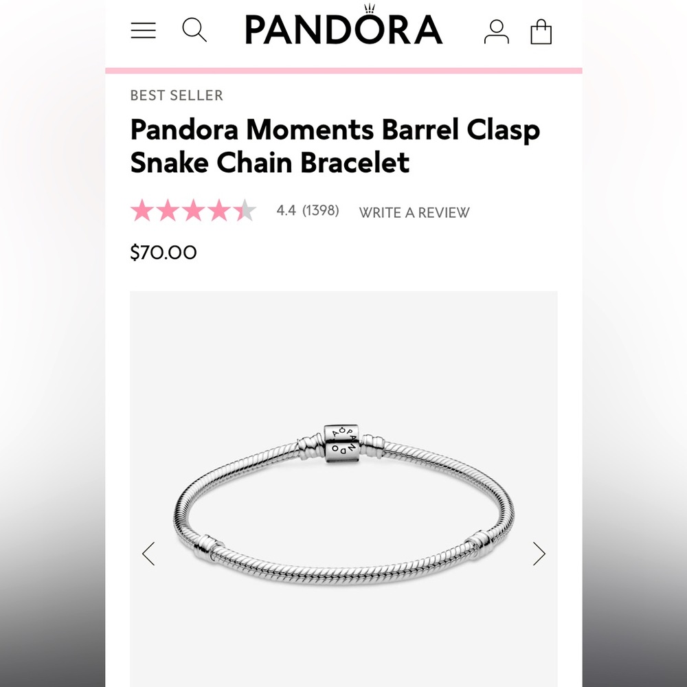Pandora Moments Barrel Clasp Snake Chain Bracelet